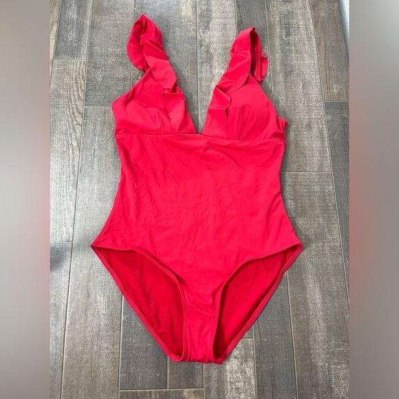NEW Sea Level Essentials Frill One Piece Swimsuit - Red - Picture 5 of 11